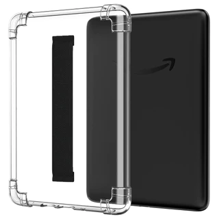 Moko สําหรับ 6" ALL-New Kindle (11th Generation-2024/2022 Release), Hand Strap Case Ultra Slim Transparent Soft ยืดหยุ่น TPU Skin Bumper Back Cover Shell Non-yellowing