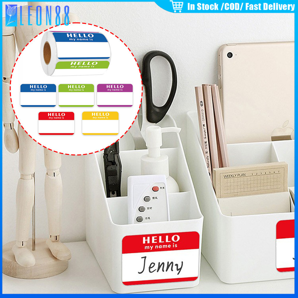 ของมาใหม่！สติกเกอร์แท็กชื่อ ลาย Hello My Name is ม้วนละ300แผ่น DIy สําหรับติดตกแต่ง