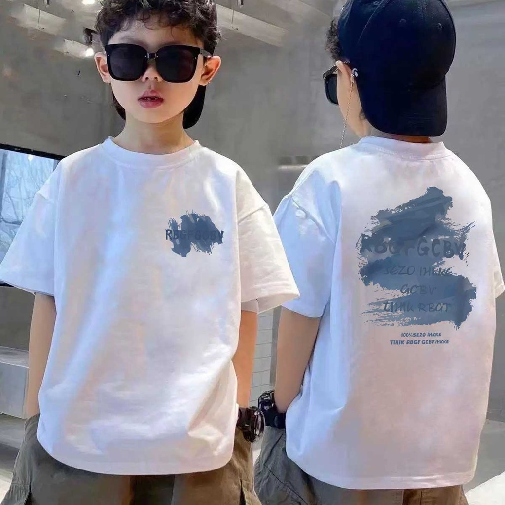 (ผ้าฝ้าย 100%)COD  เสื้อยืดเด็ก พิมพ์ลายการ์ตูนน่ารัก เสื้อยืดคอกลม เหมาะสำหรับเด็กอายุ 6-13 ปี Cotton 100 % K046