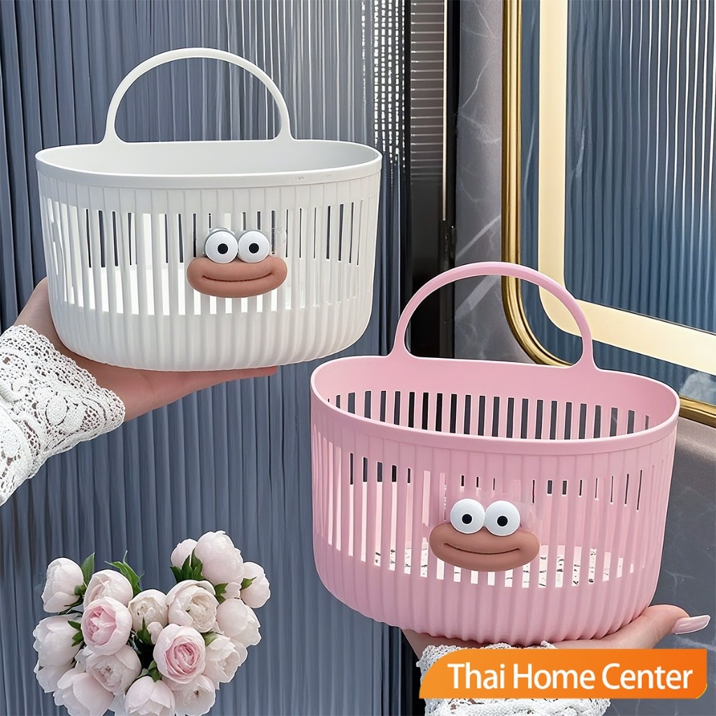 Thaihome ตะกร้าแขวน ตะกร้าอเนกประสงค์ ติดผนัง เหมาะสําหรับห้องน้ํา 1ชิ้น Storage basket - รูปที่ 5