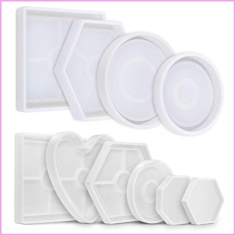 INF 6 ชิ้น หกเหลี่ยมรอบแก้ว Pad เรซิ่น หล่อแม่พิมพ์เครื่องประดับ ตกแต่ง ทำอีพ็อกซี่ ซิลิโคน Mould คริสตัล Coaster