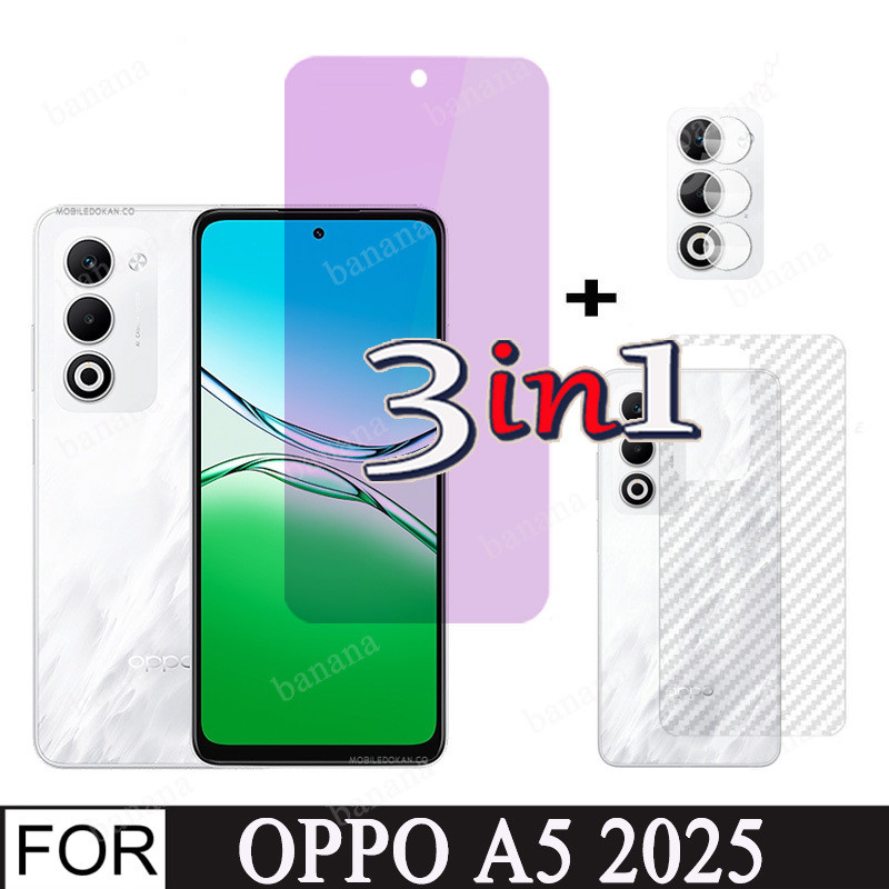 3in1 กระจกนิรภัยสําหรับ OPPO A5 5G ป้องกันหน้าจอสําหรับ OPPO A3Pro A5 Pro A3X กระจกด้านหน้าด้านหลังฟิล์มกล้องเลนส์ Protector