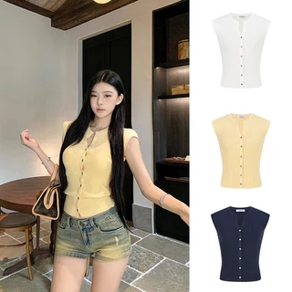 MOSESQUEEN มอสสควีน โดปามีน เสื้อแขนสั้นถักกันหนาว 2025 ฤดูร้อนแฟชั่นผู้หญิงบางด้านบนเซ็กซี่ชุดสาวร้อน #59818