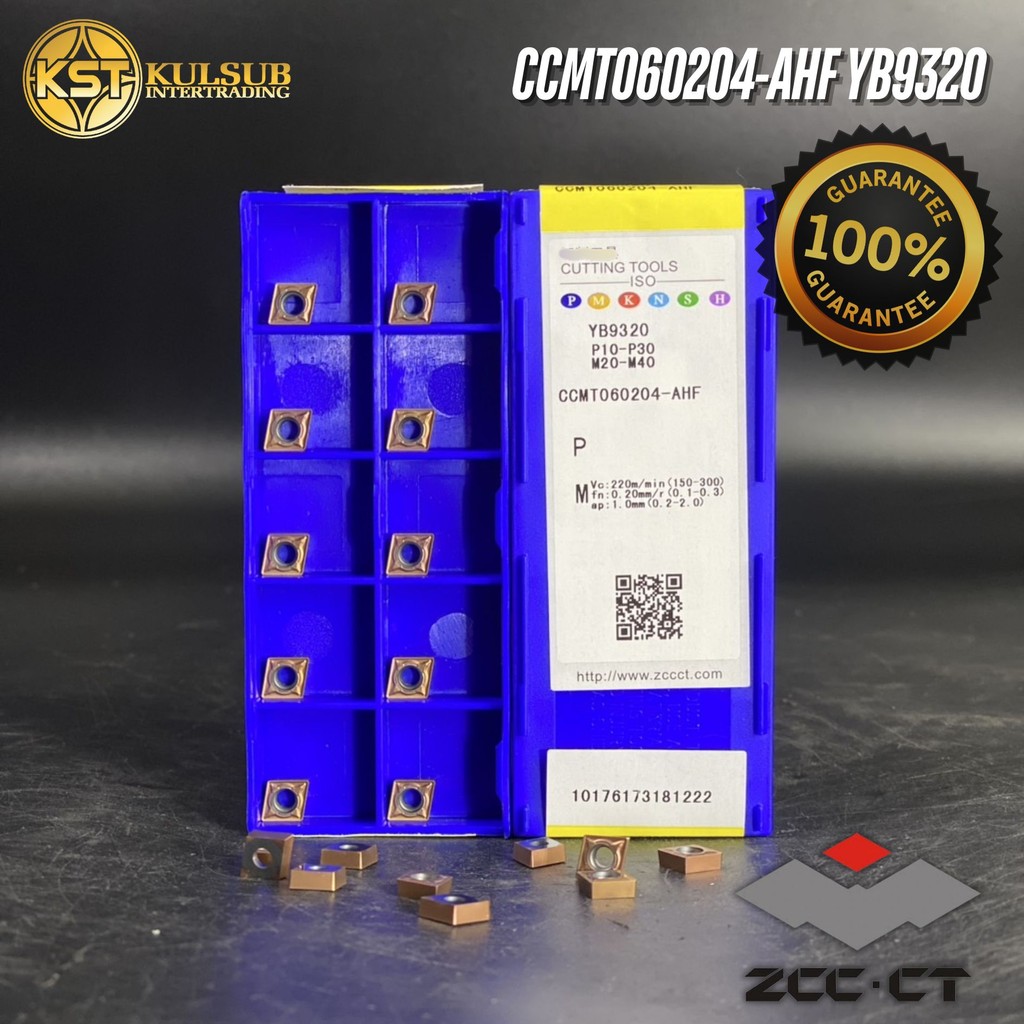 ZCC-CT เม็ดมีดกลึง INSERTS CCMT060204-AHF CCMT09T304-AHF YB9320 ZCC แท้ 100% เหล็กและสแตนเลส