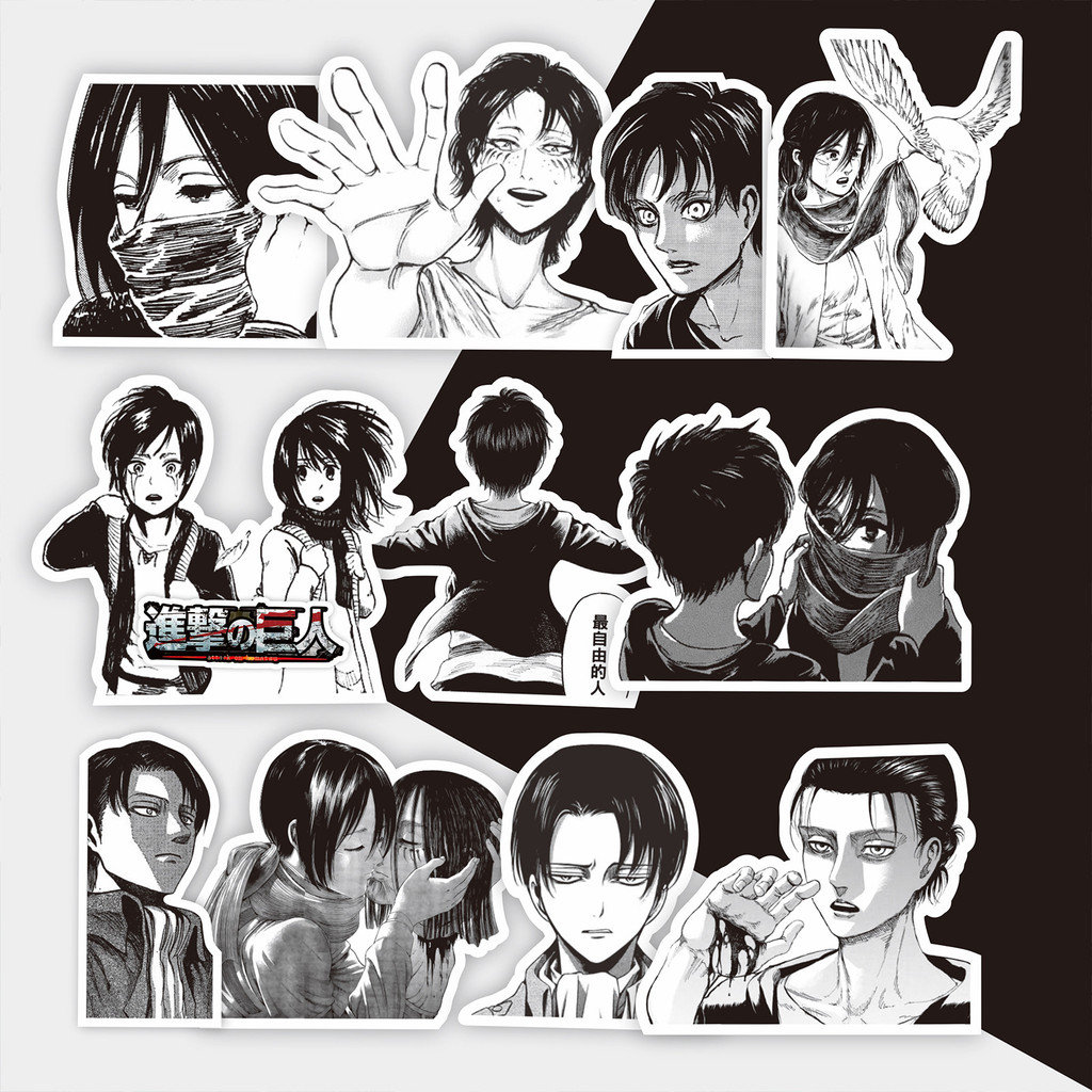 Attack on Titan Battle Stickers (75 ชิ้น) - สติ๊กเกอร์ทหารขาวดําสําหรับแล็ปท็อปและวารสาร