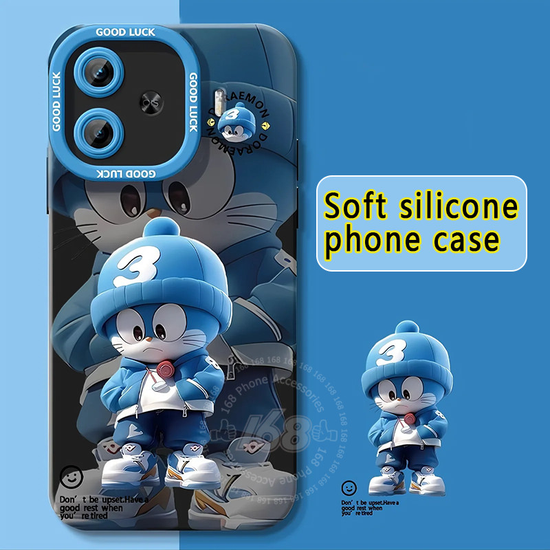 เคส iQOO Z9 เคส IQOO Z9X Z9 Turbo 5G เคสน่ารักการ์ตูน Doraemonโดราเอมอนซิลิโคนกันกระแทกพร้อมตัวป้องกันกล้องซิลิโคนเหลวเคลือบปกนุ่มสําหรับเด็กชายหญิงนักเรียน