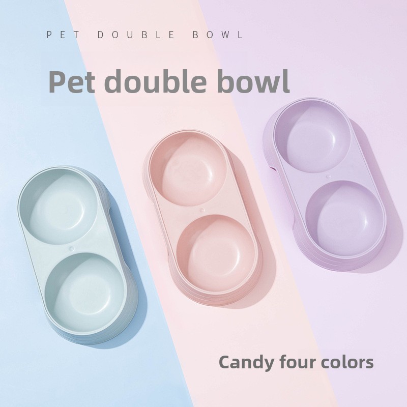 Simple สไตล์ Candy สัตว์เลี้ยงสุนัขชามแมวคู่ชามน้ําชามอาหาร Anti-slip Anti-คว่ําน้ําดื่ม Feeder แมวอ