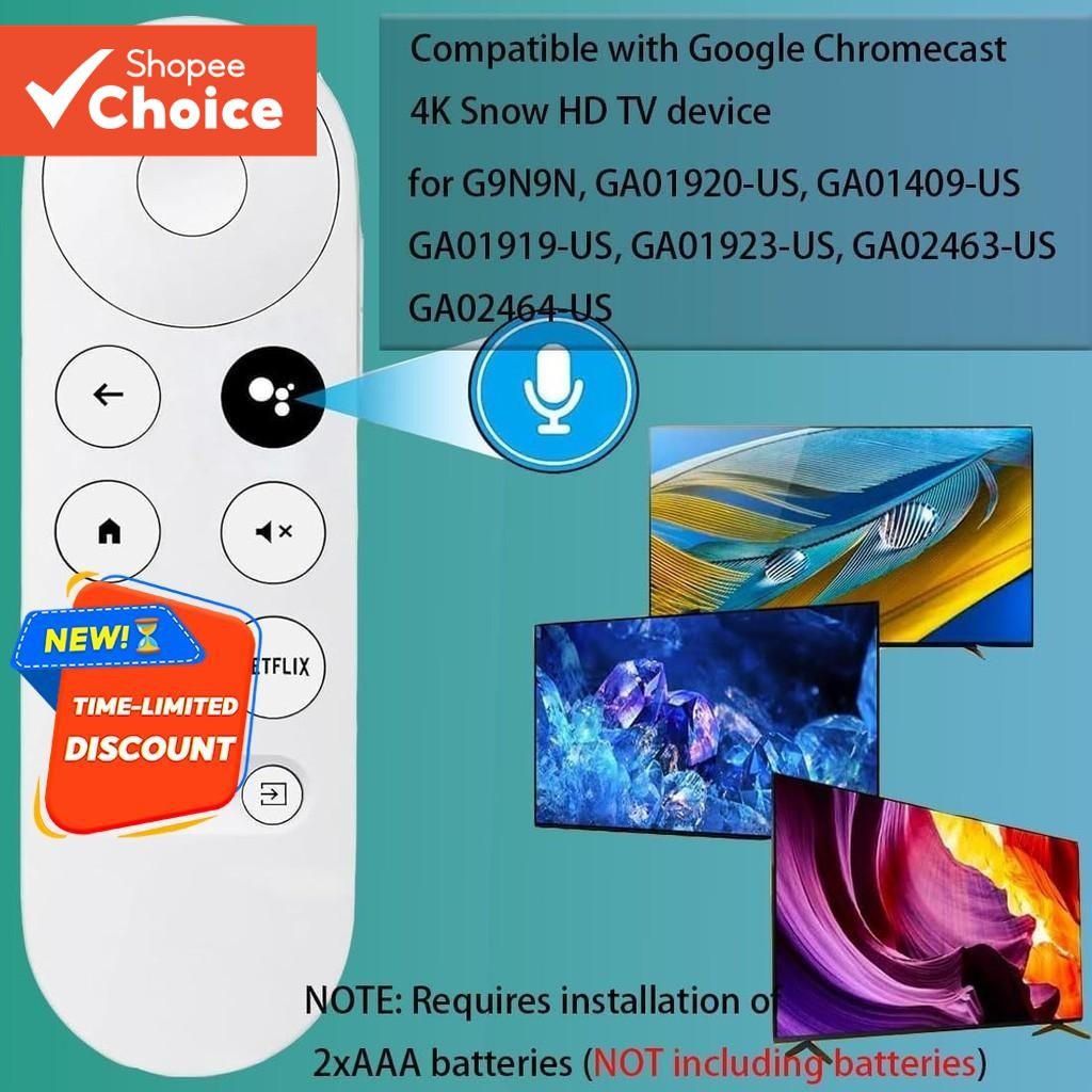 เสียงรีโมทคอนโทรลสากลสําหรับ Google Chromecast 4k Snow สําหรับ Smrt ทีวีสําหรับ G9N9N GA01920-US