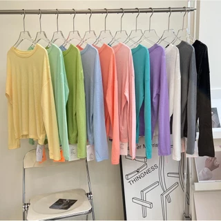 77UNI เสื้อคลุมกันแดด เสื้อยืดแขนยาว กันแดด ซีทรูแขนยาวผู้หญิง TShirt 019 เสื้อซีทรู เสื้อยืดแขนยาว ผ้าบางใส่สบายไม่ร้อน