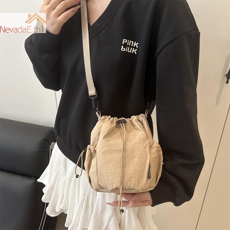 ND ความจุขนาดใหญ่ Drawstring Bucket Bag กระเป๋าสะพายผู้หญิง Tote กระเป๋าโทรศัพท์มือถือกระเป๋าอเนกประสงค์Reusable Crossbodyกระเป๋าA