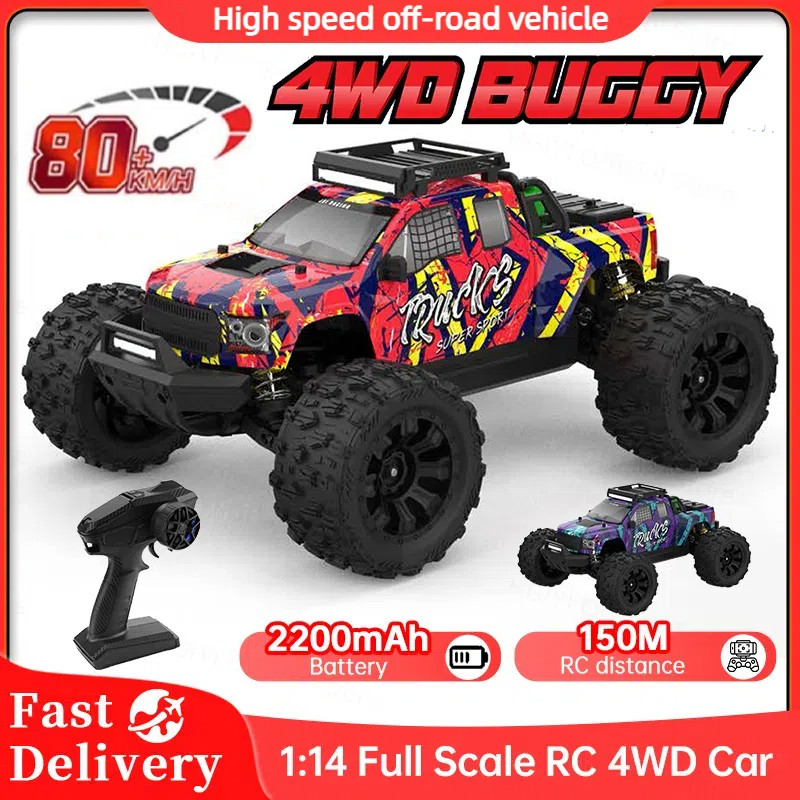 ❤️4WD 80 กม./ชม.❤️ ความเร็วสูง Off-road RC รถบรรทุก JIUSI PT14R MT14R 1/14 RC Racing รถ 3S แบตเตอรี่