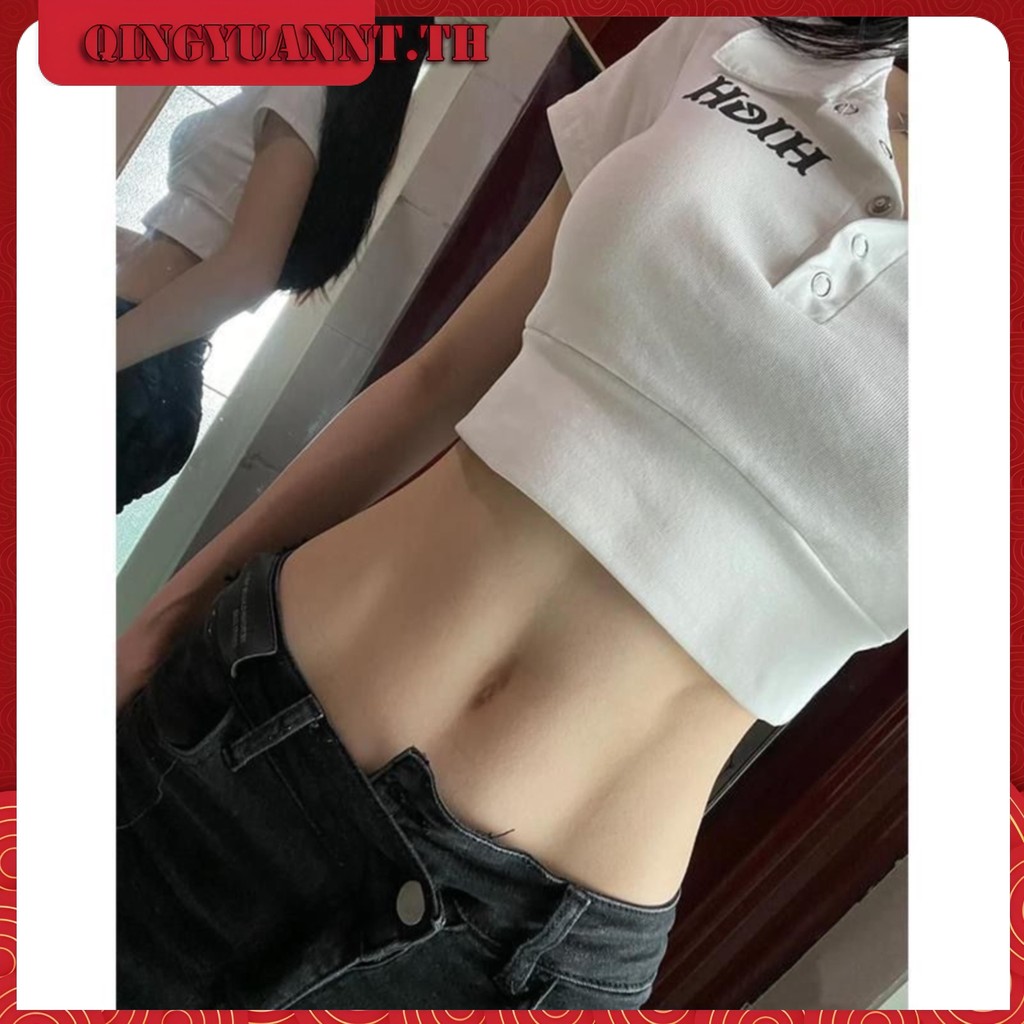 เสื้อยืดแขนสั้น คอปกโปโล เข้ารูป เหมาะกับฤดูร้อน สไตล์อเมริกันเรโทร สําหรับผู้หญิง 3BHK