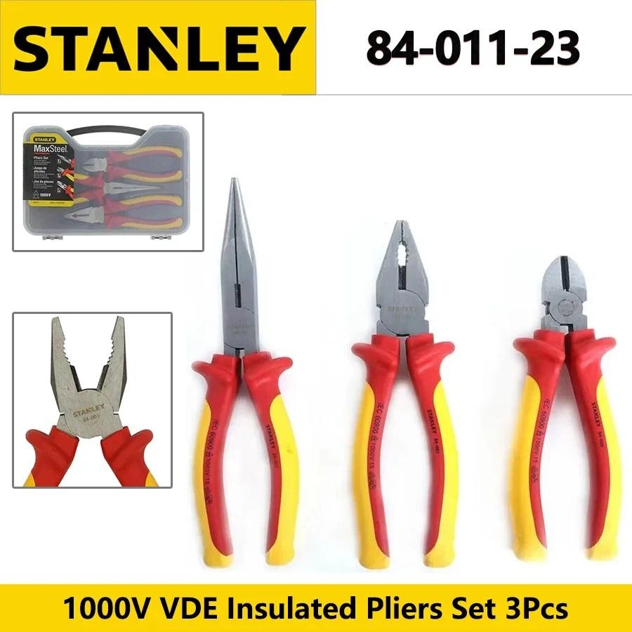 STANLEY 84-011-23 ชุดคีมฉนวนเครื่องตัดสายไฟ 3 ชิ้น + คีมจมูกเฉียง + คีมปากแหลม 1000V VDE Insulated Stripper