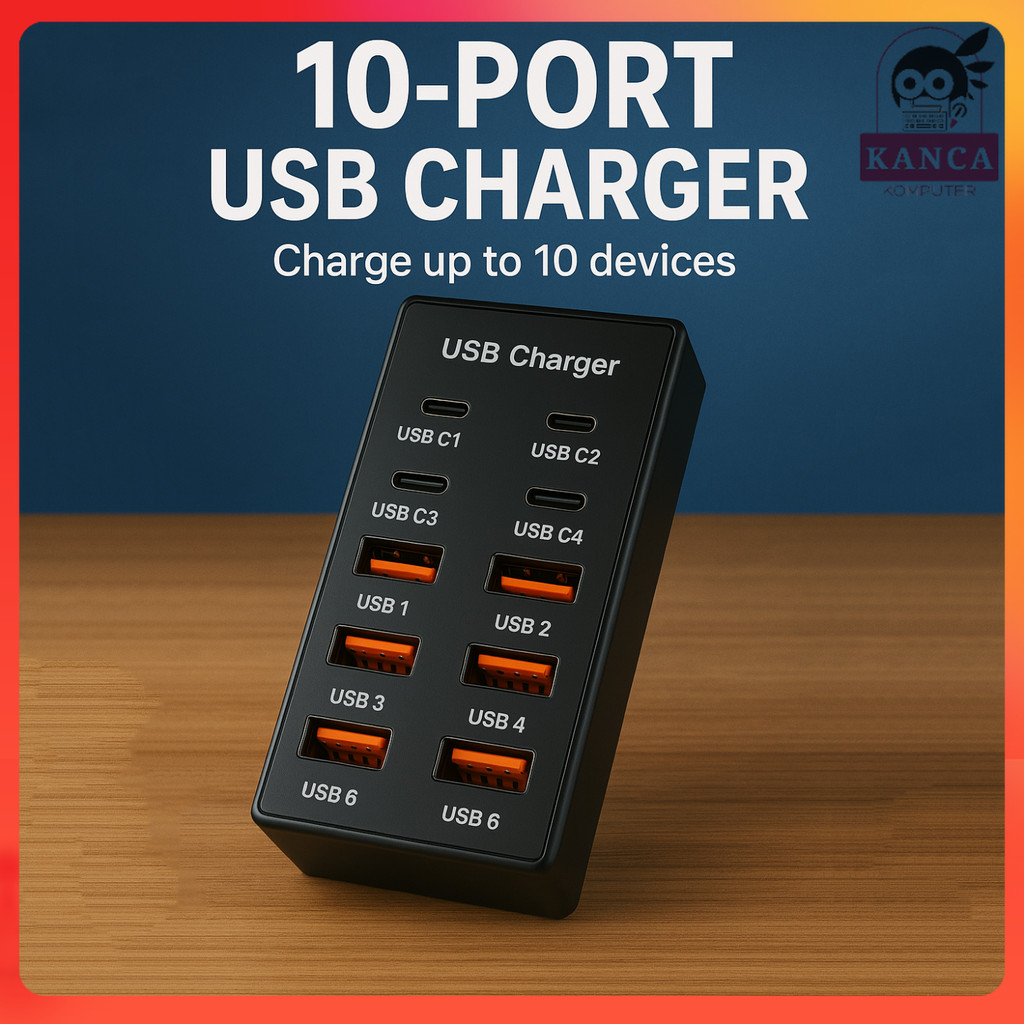KANCA ALASICKA USB Hub Charger 10 Multi Port Type C 5V/2.4A 60W EU Plug - YC-A6