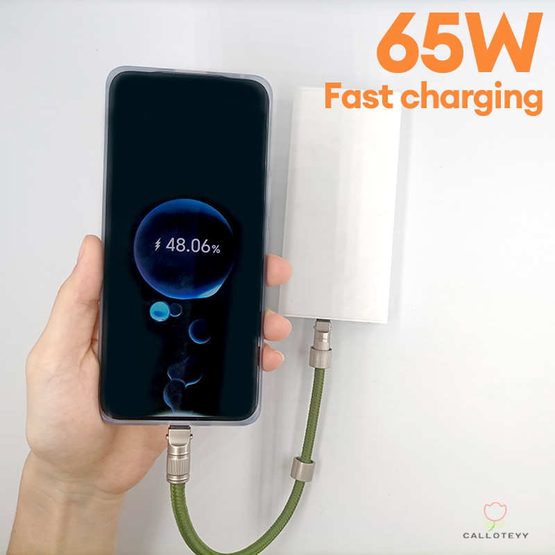 65Wสายข้อมูลอะแดปเตอร์สำหรับการเดินทาง สายเคเบิลข้อมูลโทรศัพท์แบบถักพร้อมสายคล้อง สายชาร์จ 2-in-1 สายเคเบิลข้อมูลชาร์จเร - รูปที่ 5