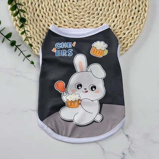 ชุดสัตว์เลี้ยวหน้าร้อนใหม่! เสื้อสุนัข-แมวลายการ์ตูน บางระบายอากาศ ดูดซับเหงื่อ