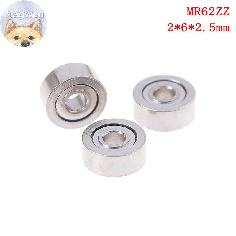 Magwen 10 ชิ้น MR62ZZ (2x6x2.5 มิลลิเมตร) โลหะป้องกันความแม่นยําลูกปืนมินิแบริ่ง TH