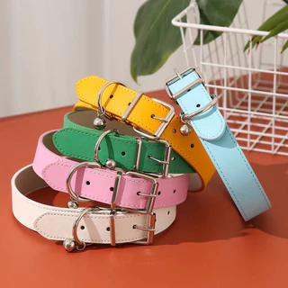 16สีหนัง ปู่ นุ่มปลอกคอแมวที่มีระฆังแข็งลูกสุนัขปลอกคอสําหรับสุนัขขนาดเล็กขนาดกลางแมวอุปกรณ์ชิวาวาสัตว์เลี้ยงผลิตภ