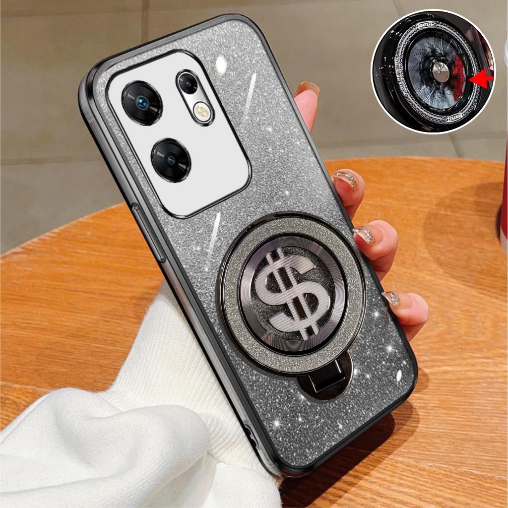 Infinix Zero 30 4G 5G Case Softcase Glitter Ring Dollar Magsef Holder Premium