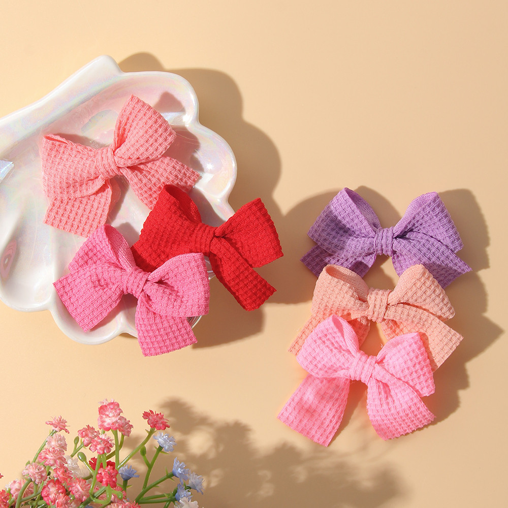 Solid น่ารักริบบิ้น Bowknot กิ๊บติดผมสําหรับเด็ก Hairpin ใหม่ Handmade เด็กทารกอุปกรณ์เสริมผมขายส่ง