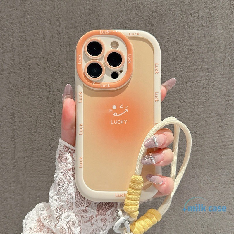เคสไอโฟน หน้ายิ้มไล่เฉดสีส้ม สำหรับ IPhone 11 15 16 13 12 14 Pro Max XR X XS Max 7 8 15 Plus เคส IPhone เคสไอโฟน P734