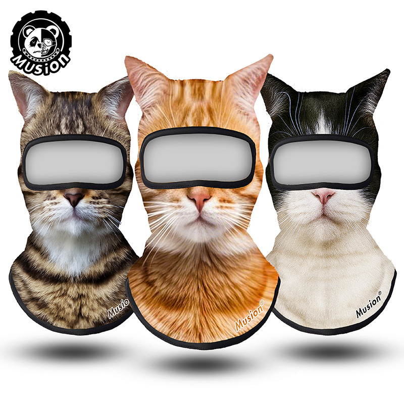 Musion 3D Cat Balaclava Face Mask หูสัตว์สกี สําหรับเดินป่ากลางแจ้งและเทศกาลดนตรี