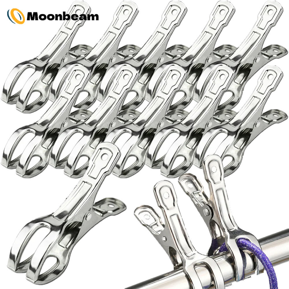 [บ้าน]สแตนเลสหนีบผ้า กันลม แขวนคลิปสําหรับอบแห้งเสื้อผ้าคลิปซักผ้าโลหะป้องกันสนิม5-12ชิ้นสําหรับระเบียง/ใช้ในบ้าน