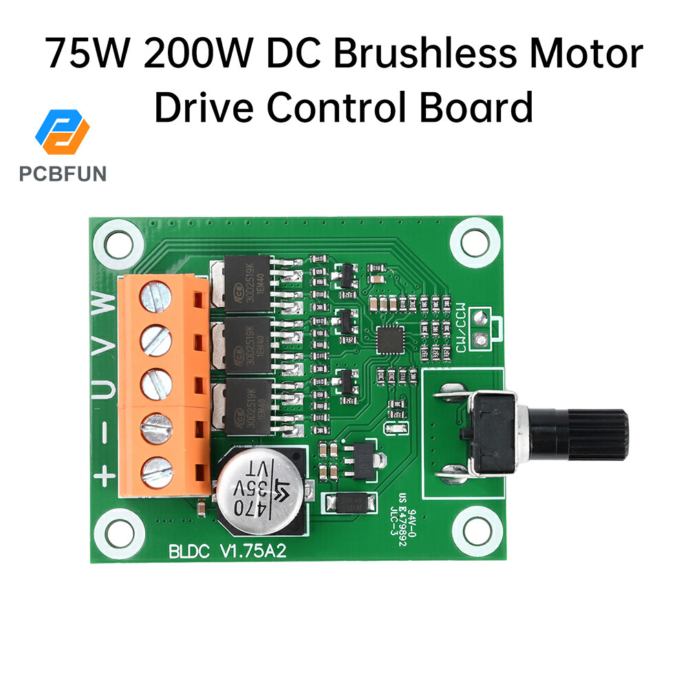 Pcbfun 75W 200W บอร์ดควบคุมมอเตอร์ DC แบบไม่มีแปรงอินพุต DC 6-24V