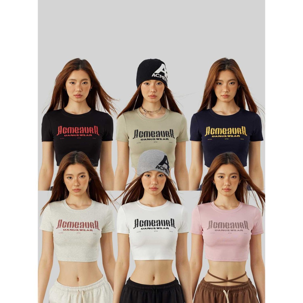 ACMEAURA Jazz Dance เครื่องแต่งกาย Skinny Hot Girl Dopamine คอรอบสั้นเสื้ot 6 สี ฤดูร้อน 20250616