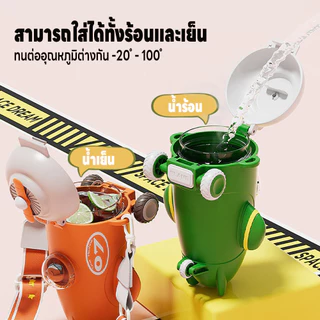 แก้วน้ำ แก้วเก็บความเย็น/ร้อน กระบอกน้ำพกพา รูปเครื่องบิน 500ML มีสายสะพาย กระบอกน้ำเด็กลายน่ารัก เก็บอุณหภูมิได้ยาวนาน