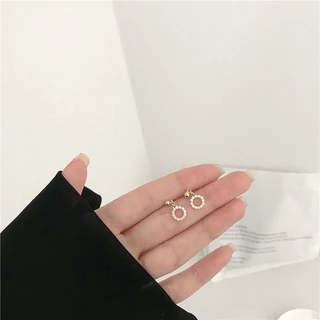 ต่างหูประดับคริสตัล สไตล์เกาหลี มินิมอล