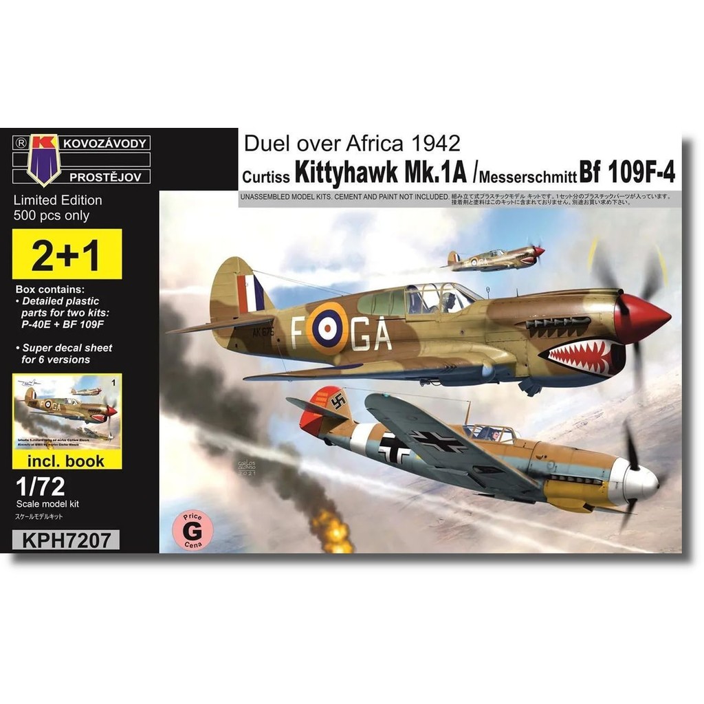 KP Model 1/72 Dual Combo Limited Edition Kitty Hawk Mk.IA vs Bf109F-4 w/Art Book Plastic Model KPMH7