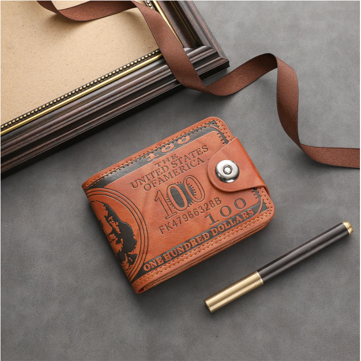 2025 กระเป๋าสตางค์ผู้ชายแบบสั้นสําหรับบิล USD – หนัง PU ความจุขนาดใหญ่พร้อมปิดสแน็ปและช่องเสียบการ์ด