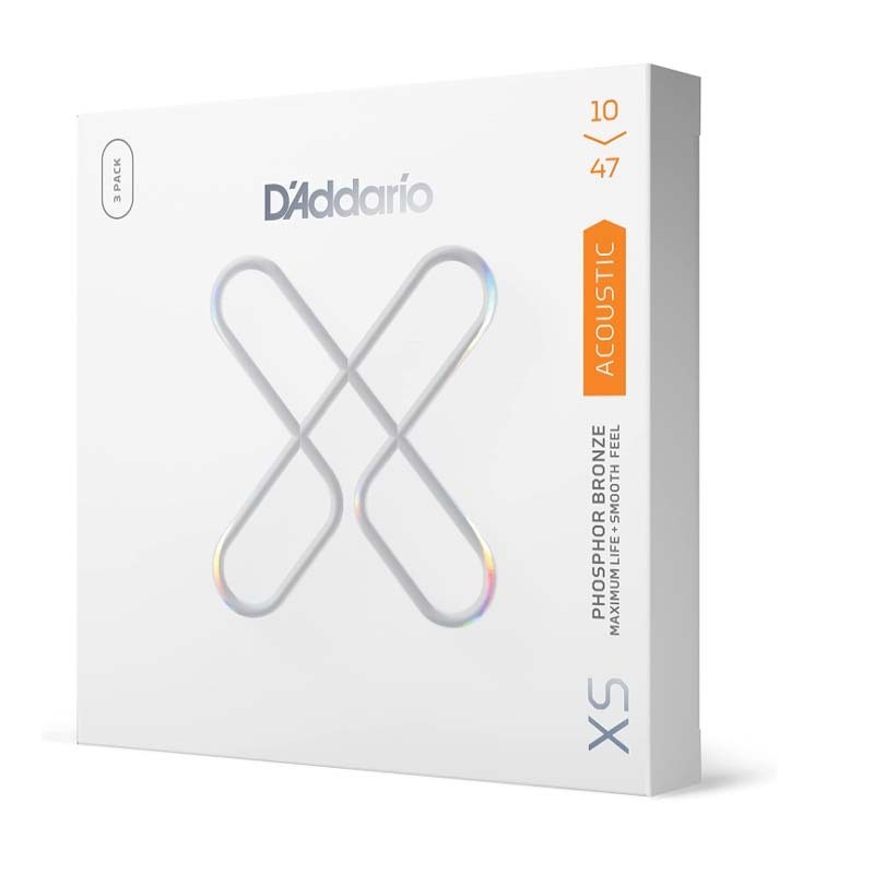 สายกีตาร์ D'Addario -XS Phosphor Bronze สายกีตาร์อะคูสติกเคลือบบรอนซ์ -XSAPB1047-3P/XSPB1152 -3P, แพ็ค 3 เส้น