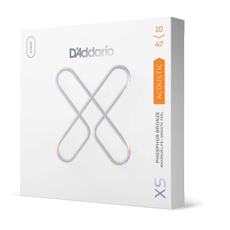 สายกีตาร์ D'Addario -XS Phosphor Bronze สายกีตาร์อะคูสติกเคลือบบรอนซ์ -XSAPB1047-3P/XSPB1152 -3P, แพ็ค 3 เส้น