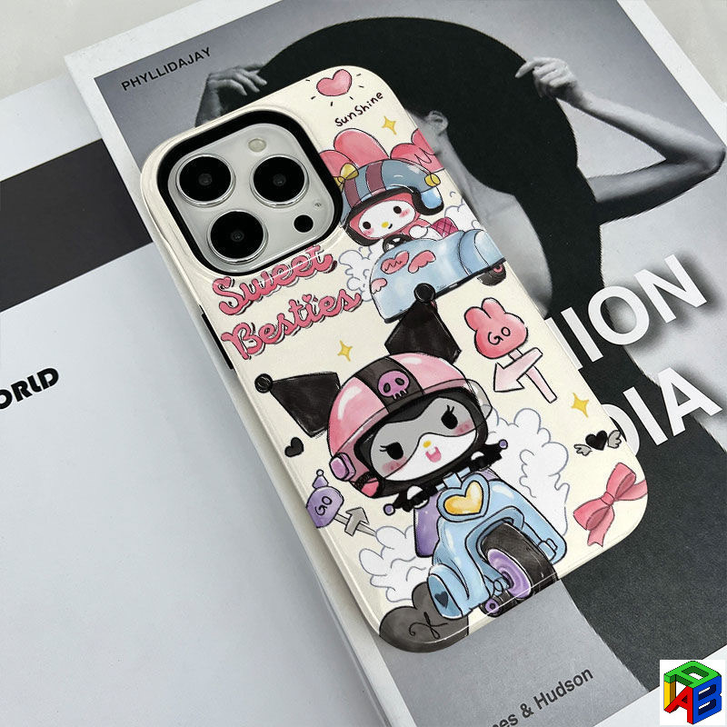 เคสโทรศัพท์ Kuromi น่ารัก Apple17/16Promax iPhone 15ProMax ฟิล์ม 2-in-1 14Plus 13/12/11Promax Xsmax 7/8plus เคสป้องกันป้องกันการตกสองชั้น