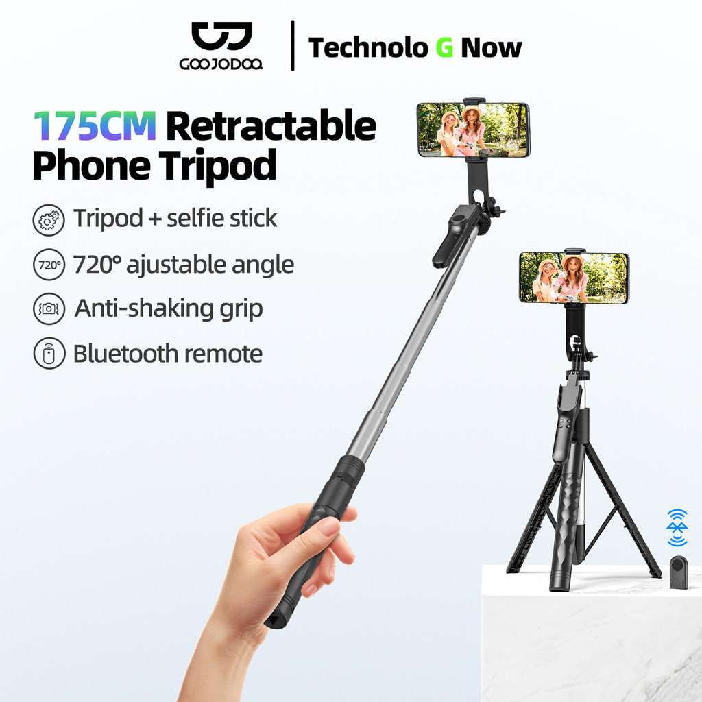 GOOJODOQ ไม้เซลฟี่ 3-in-1 720 ° ปรับออกแบบได้อัลตร้ายืดติดตั้งง่ายทนทานและป้องกันการสั่น