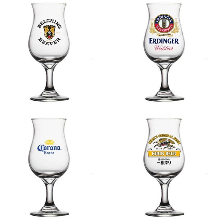 Creative Lead-Free Hurricane Glass Tulip Beer Glass Goblet Craft Glass แก้วน้ําผลไม้ยุโรปหนาโลโก้คงท