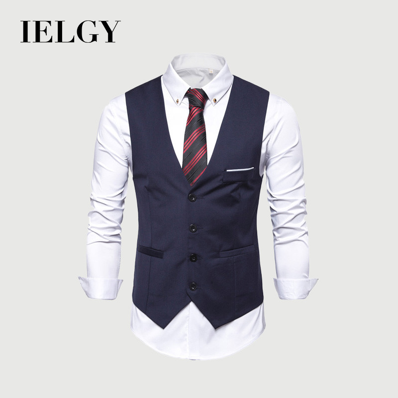 IELGY ธุรกิจชุดลําลองมืออาชีพเสื้อกั๊กสูทผู้ชายสไตล์ใหม่เสื้อกั๊กเสื้อกั๊กเวอร์ชั่นเกาหลีสลิมฟิต