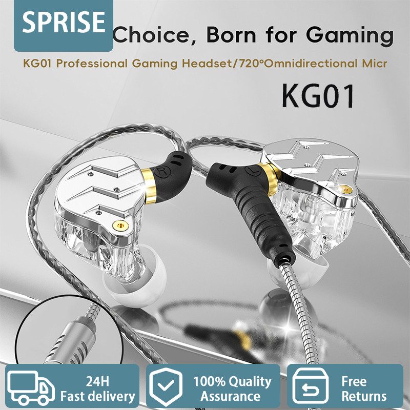 SPRISE KG01 หูฟังแบบมีสายสําหรับเล่นเกมพร้อมไมโครโฟน Pluggable หูฟังเสียงรบกวน Cancel HiFi PC ชุดหูฟัง Universal 3.5 มม./TypeC