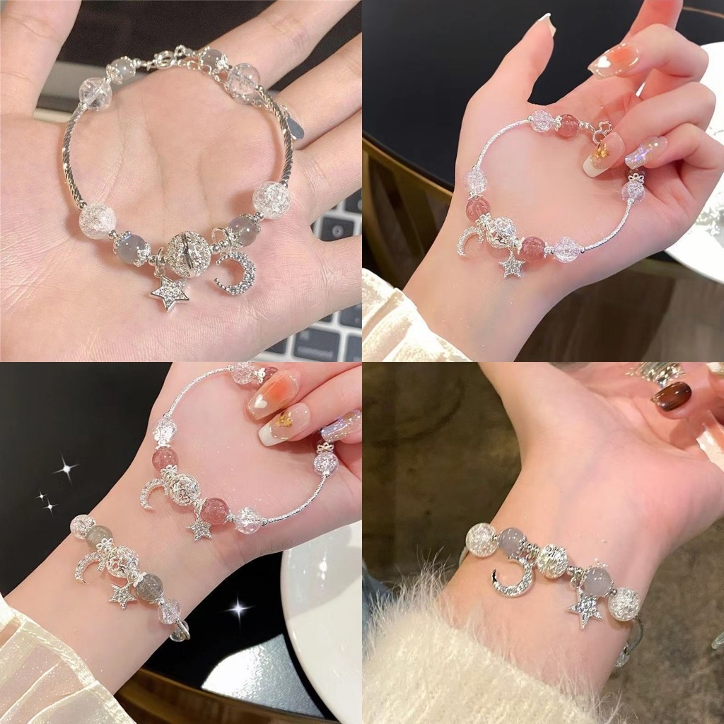 ✨Evelyn✨สร้อยคอมือ แต่งโซ่ลูกปัด ลายพระจันทร์กับดาว ดีไซน์เฉพาะตัว เรียบง่ายและสง่างาม เครื่องประดับมืออเนกประสงค์