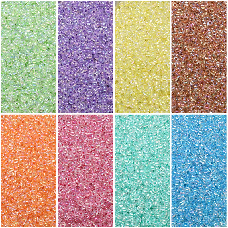 2/3/4 มม.ลูกปัด Illusory สีแก้วลูกปัด Spacer ลูกปัดสําหรับ DIY สร้อยข้อมือสร้อยคอเครื่องประดับทําอุปกรณ์เสริม