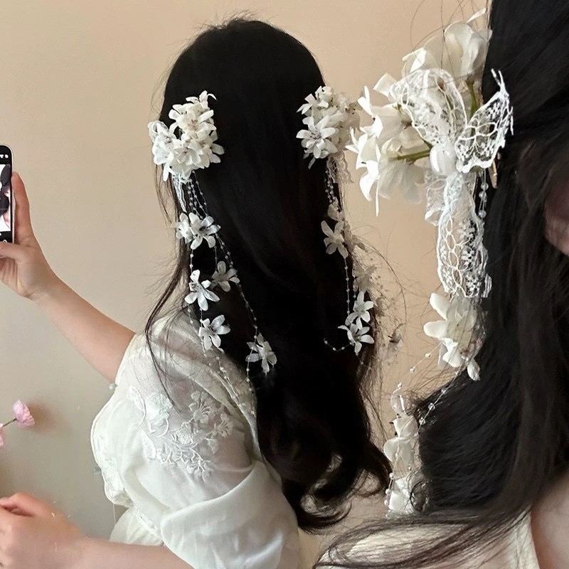 กิ๊บติดผมสําหรับผู้หญิงแฟชั่นเกาหลีใหม่ พู่สไตล์โบราณจําลองดอกลิลลี่แห่งหุบเขา เครื่องประดับผม