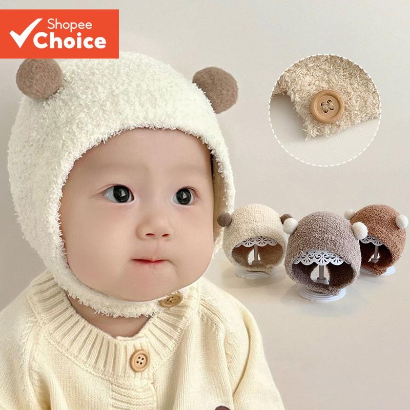 หมวกบีนนี่ ผ้าถัก ปอมปอม ให้ความอบอุ่น ป้องกันหู แฟชั่นฤดูใบไม้ร่วง ฤดูหนาว สําหรับเด็กวัยหัดเดิน
