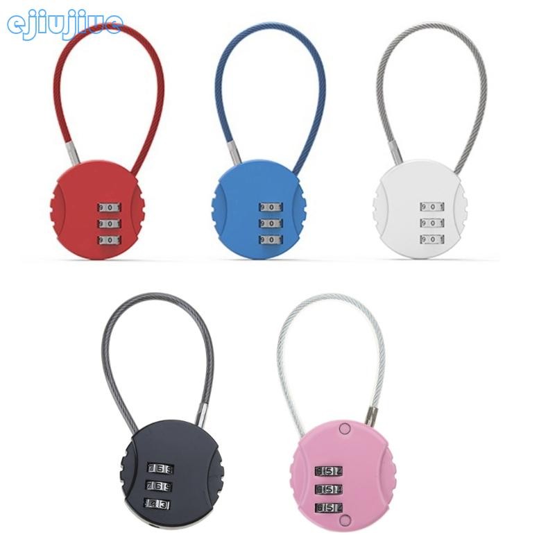 Cc 3 หลัก Travel Combination Lock สังกะสีอัลลอยด์สายเคเบิลกุญแจเป้ล็อครักษาความปลอดภัย