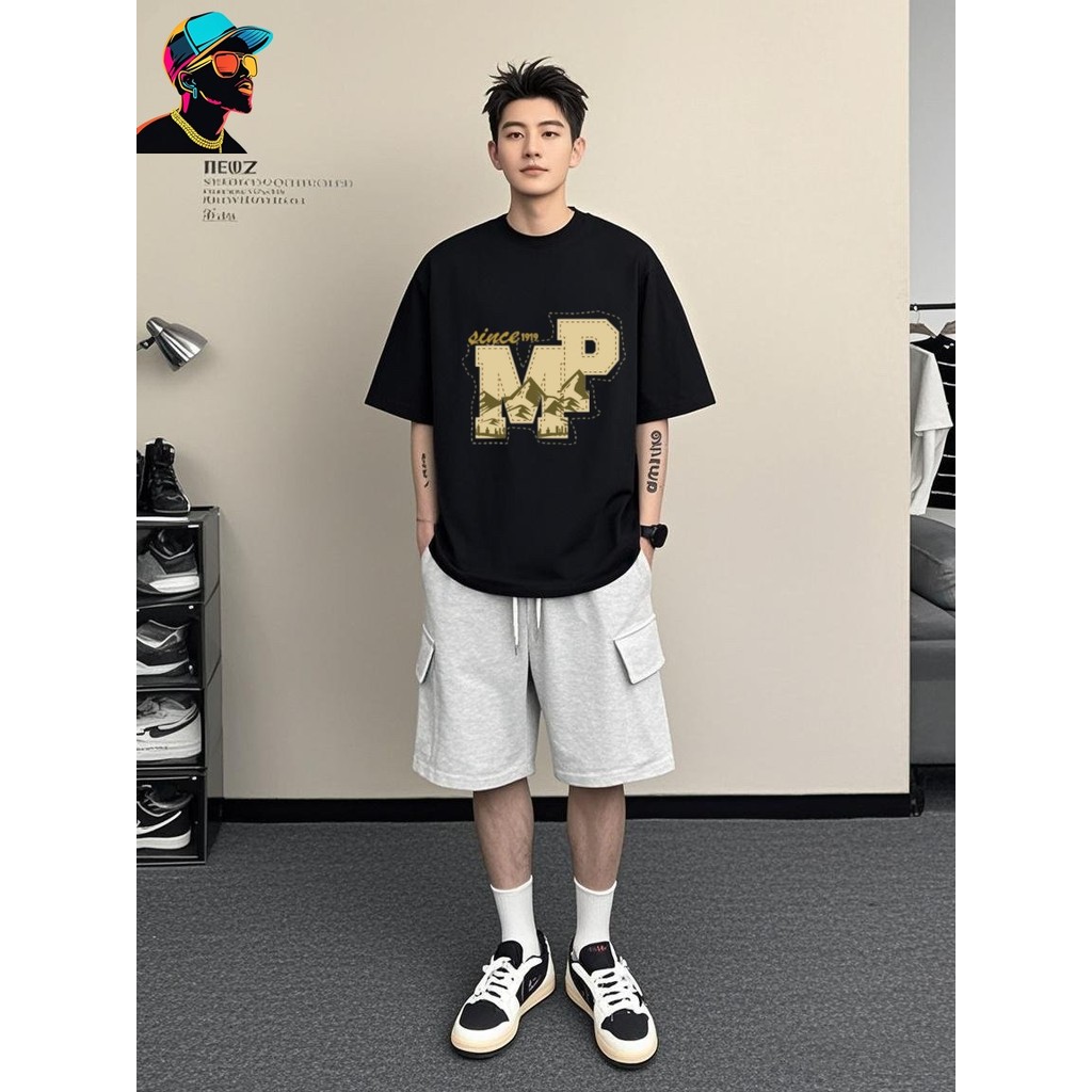 ออกแบบ MP โรงงานจัดส่ง 24 ชั่วโมง เสื้อยืดผ้าฝ้ายสำหรับ男士时尚韩国新风格短袖上衣85