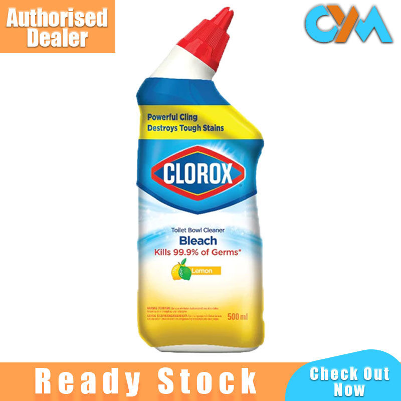 Clorox Bleach Toilet Bowl Cleaner Lemon 500ml ฆ่าเชื้อจมูก 99% Cling ที่มีประสิทธิภาพทําลายคราบเหนีย
