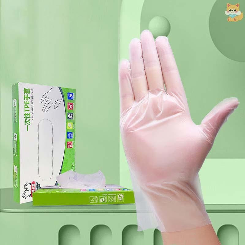 [วิ] 100ชิ้น/กล่องถุงมือยางฟรี เวลา ถุงมือทิ้งโปร่งใสลื่นกรดทํางานความปลอดภัยอาหารเกรดถุงมือทําความสะอาดในครัวเรือน ไทย