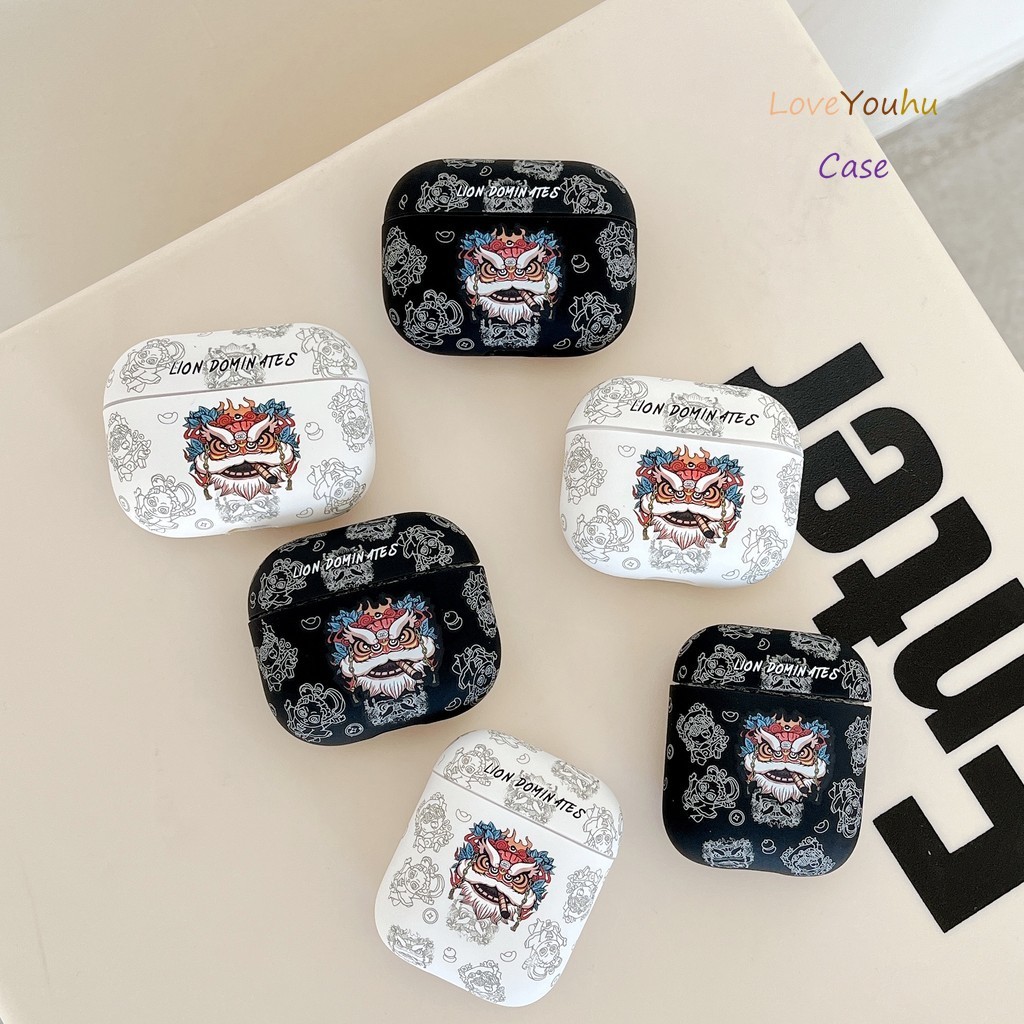 LoveYouhu สําหรับ GOOJODOQ J201 J206 เคส Case หูฟังบุคลิกภาพ drop ทนสิงโตสีดําและสีขาว motif