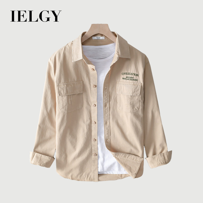 IELGY ย้อนยุค เสื้อแขนยาว ผู้ชาย ญี่ปุ่น ขนาดใหญ่ ศิลปะ เสื้อหลวม
